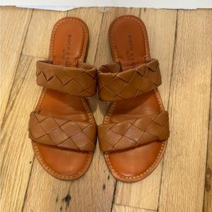 Camel slip on sandals